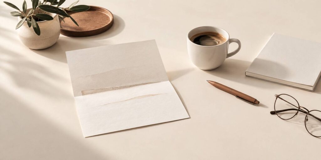 Bureau élégant avec lettre imprimée, tasse de café et lunettes