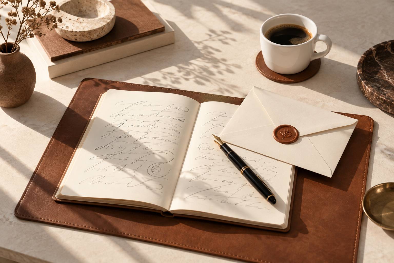 Carnet et stylo plume sur un bureau pour s'abonner à une newsletter