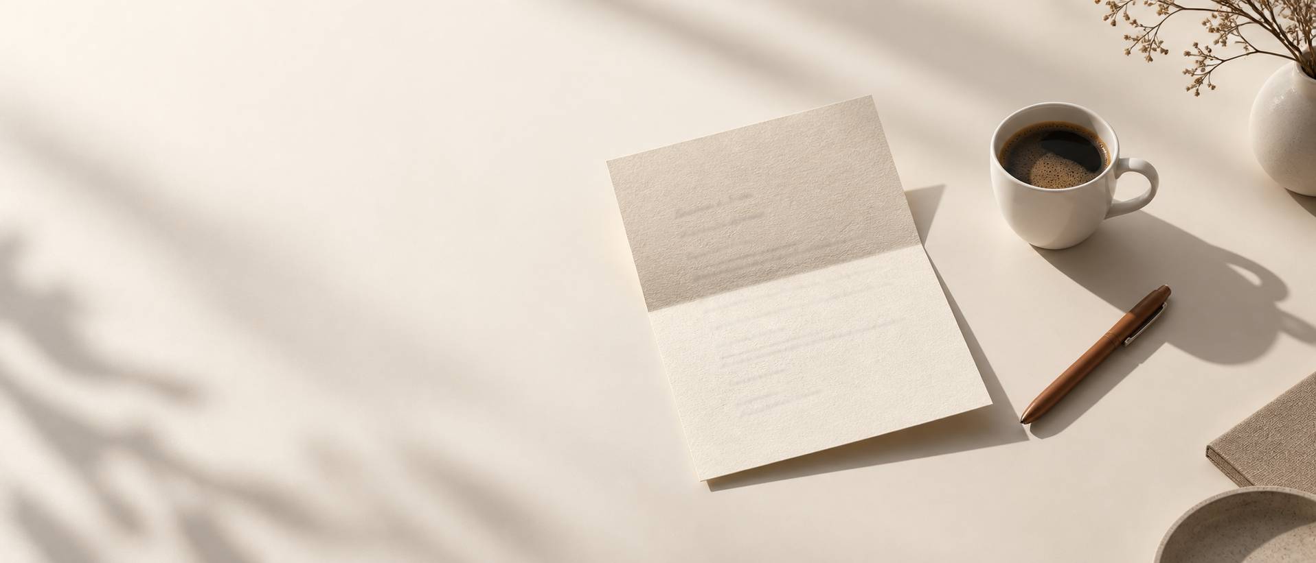 Gros plan sur une lettre pliée avec une tasse de café en porcelaine