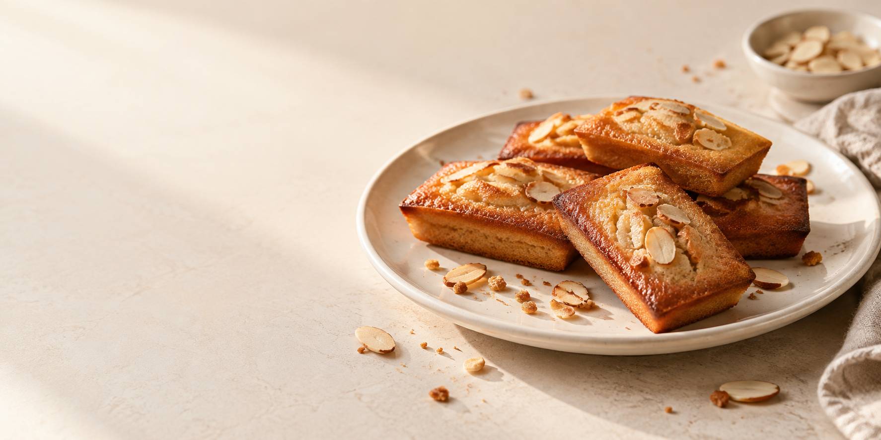 Gros plan de financiers au beurre noisette sur une assiette